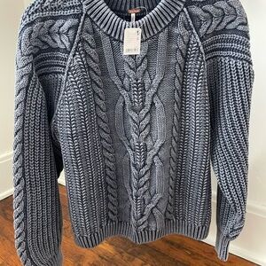 FEEE PEOPLE - NWT Cable Knit Gray Sweater